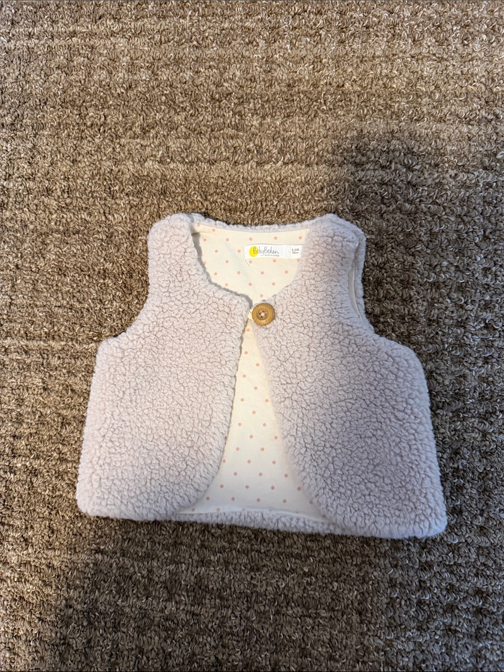 Baby Boden Cream Sherpa Vest - 3-6M
